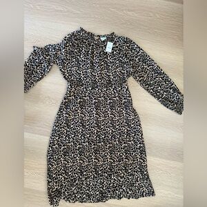 J. Crew Black and Tan Long Sleeve Dress